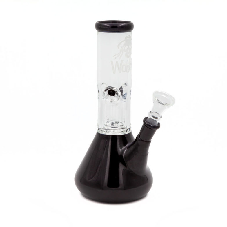 Woodoo Ice Bong Glas 20 cm - Kleine schwarz-transparente Bong für den Gebrauch mit Eiswürfeln für einen extra Frische-Kick